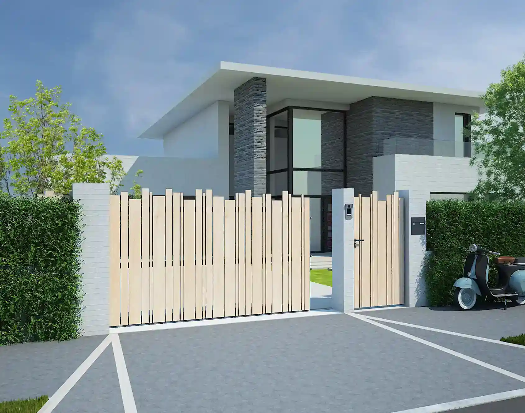 Portail battant aluminium Alya tasseaux aluminium - Kostum